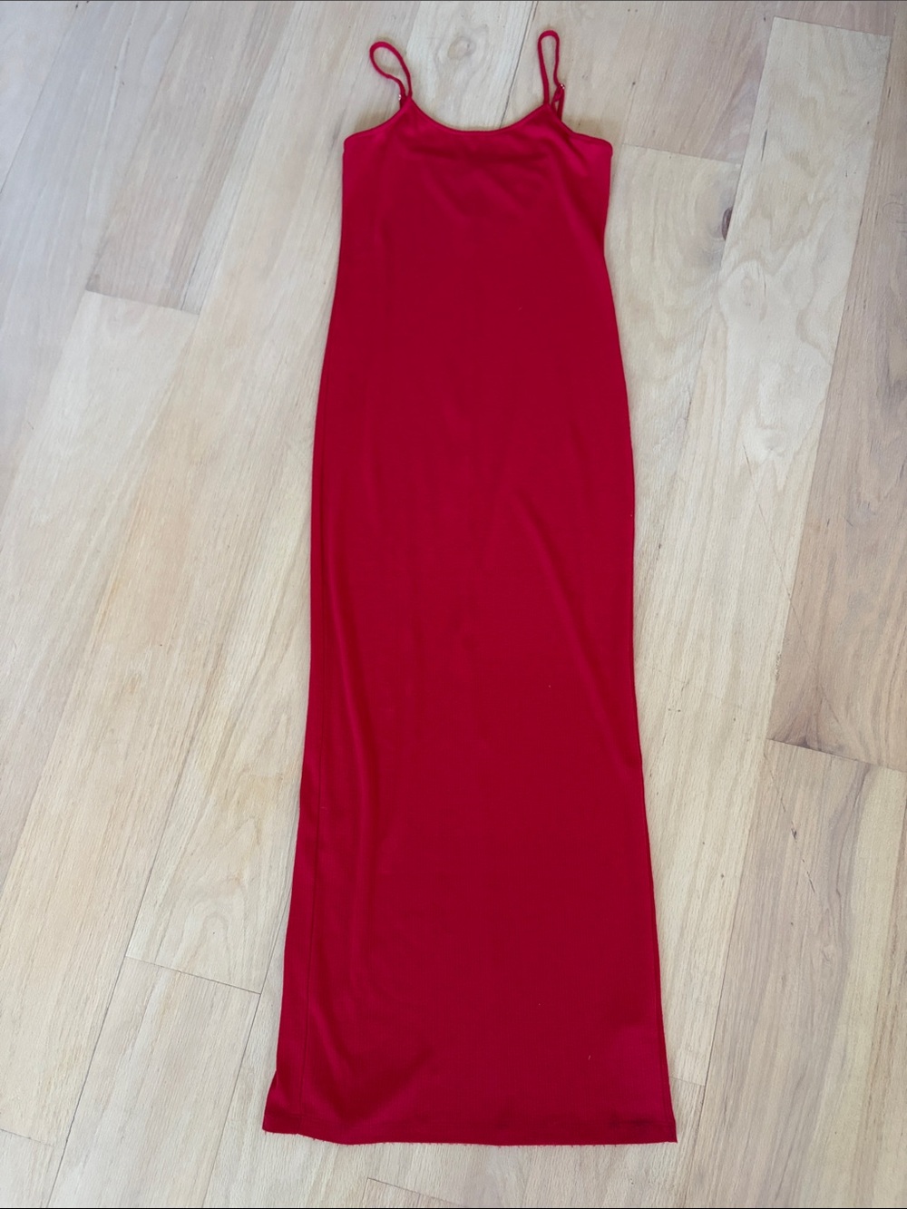 Anthropologie Sleeveless Pointelle Slip Maxi Dress in Deepened Red - Picture 3 of 7
